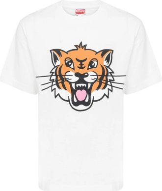 Kenzo Blije Tijger Klassiek T-shirt - Heren - T-shirts - Wit - L - Tops