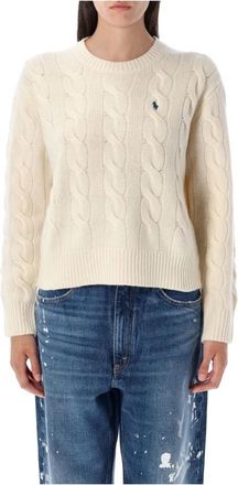 Polo Ralph Lauren Kabelgebreide Wol Kasjmier Trui - Dames - Ronde hals truien - Beige - S - Wol - Truien & Vesten