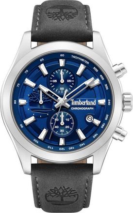 Timberland Ashmont Chronograph Leather Strap Watch, 44mm in Black at Nordstrom