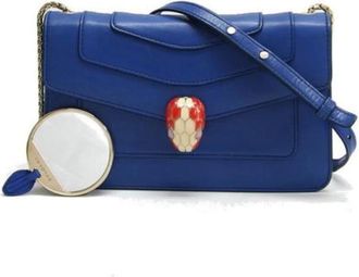 Bulgari Pre-owned Cross Body Bags, female, Blue, Size: ONE SIZE Pre-owned Leather shoulder-bags