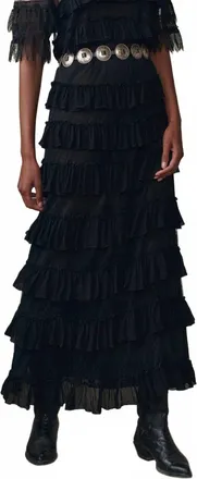 The Great. Winter Mesh Flounce Skirt In Black