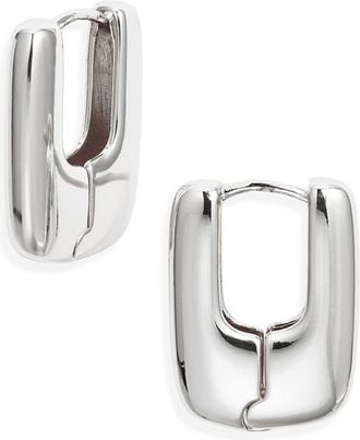 Open Edit Geometric Huggie Hoop Earrings in Silver at Nordstrom