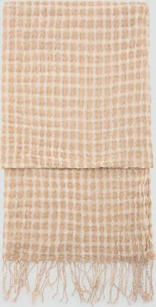 Mango Foulard cotone frange beige - Donna - Taglia unica - MANGO