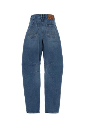 Marine Serre Womens Denim Wide-Leg Jeans Bl05lightblue Exterior: Cotton