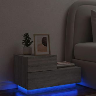 vidaXL Mesita De Noche Con Luces Led Gris Sonoma 70x36x40,5 Cm Vidaxl