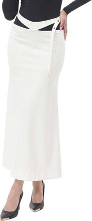The Attico White Solid Midi Skirt