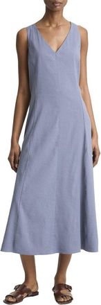 Vince V-Neck Linen-Blend Dress