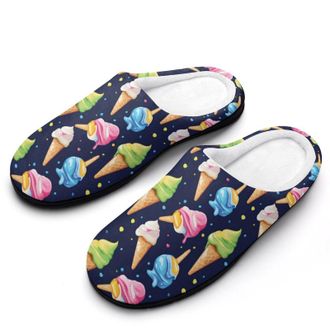 Generic Ice Cream Womens Slippers Warm House Slippers Indoor House Shoes with Anti-Skid Rubber Sole