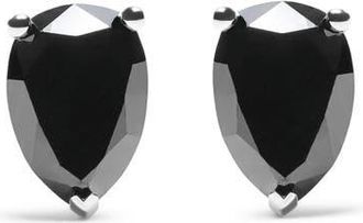 House of Brilliance 14K White Gold 2.00 Ct Pear Black Diamond Stud Earrings at Nordstrom