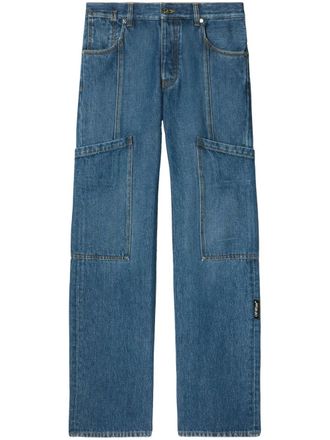 Off-white straight-leg cargo jeans - women - Cotton/Polyester/Spandex/Elastane/Cotton - 27 - Blue