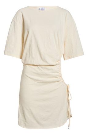 Sanctuary Shirred Side Cover-Up Shirt Dress in Cream at Nordstrom, Size X-Large