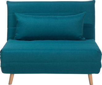 Beliani Sof&aacute; Cama Peque&ntilde;o De Tela Azul 1 Plaza Cama Plegable Sin Brazos Estilo Escandinavo Setten
