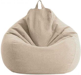 OEM Funda Lavable Para Puf De Peluche Y Espuma Viscoel&aacute;stica - Lino Suave - Dise&ntilde;o Ergon&oacute;mico - Sof&aacute; C&oacute;modo Para Adultos Y Ni&ntilde;os (caqui, 80x90 Cm)