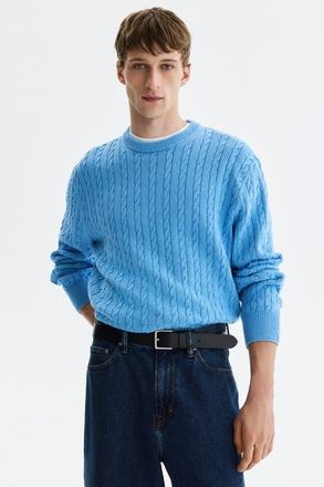 H&M Regular-fit cable-knit sweater in Light Blue at Nordstrom, Size Xx-Large