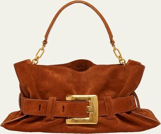 Balmain Anthem Medium Shoulder Bag in Suede