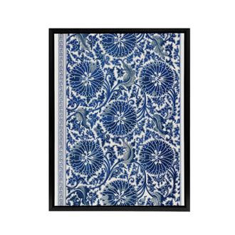 Artery8 Owen Jones Art Nouveau Flower Pattern in Blue Framed Canvas Art Print | Size: W24 x H32