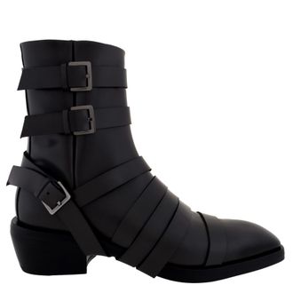 Ferragamo Harness Strap Ankle Boots, Size 9 E