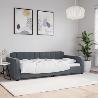 vidaXL Sof&aacute; Cama Sin Colch&oacute;n Terciopelo Gris Oscuro 90x200 Cm Vidaxl