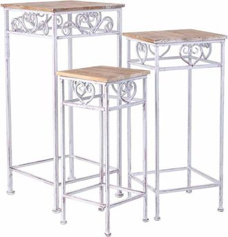 Wanderlust Deco Wanderlust Deco - Soporte Para Macetas Set 3 Piezas Beige, 32x32x71h Cm