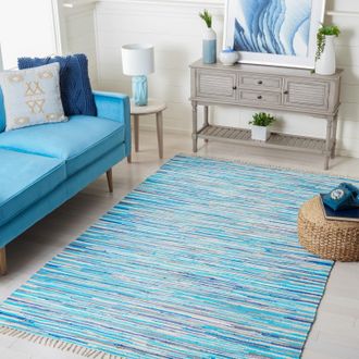 Safavieh Rag Rug Hand Made Area rug, Turquoise / Multi Bohemian Style Non-Shedding