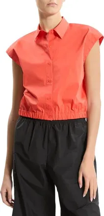 Theory Crop Cap Sleeve Shirt in Poppy at Nordstrom, Size X-Small