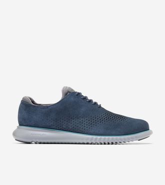 Cole Haan Mens 2.ZER&Oslash;GRAND Laser Wingtip Oxford Shoes - Blue Size 10.5