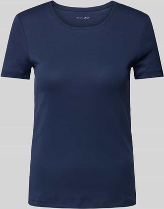 Christian Berg T-Shirt mit geripptem Rundhalsausschnitt in Dunkelblau, Gr&ouml;&szlig;e XL