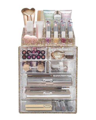 Sorbus Glitter Cosmetic Makeup & Jewelry Storage Case