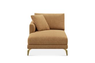 Castlery Lena Left Chaise Sofa Customized, (Washed Chenille) Caramel (Brass Legs), Machine Washable, Removable Covers for Sofas, Castlery