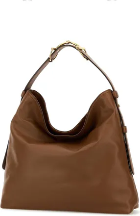 Gucci Womens Horsebit Shoulder Bag Brown Leather