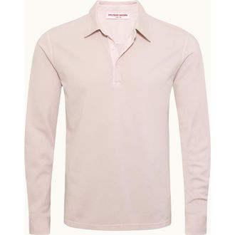 Orlebar Brown Garfield Classic Fit Garment Dye Jersey Polo Shirt in Macaron Pink at Nordstrom, Size Xx-Large