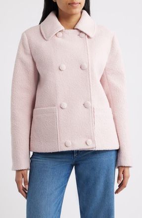 Bernardo Short Boucl&eacute; Coat in Pink at Nordstrom, Size Xx-Large