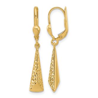 Diamond2Deal 10K Yellow Gold Leverback Fancy Drop Dangle Earrings