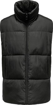 Only & Sons Steppweste ONLY & SONS ONSDAVID OTL LIFE VEST, Herren, Gr. XL, schwarz, Web, Obermaterial: 100% Polyester, unifarben, regular fit, Westen Steppweste