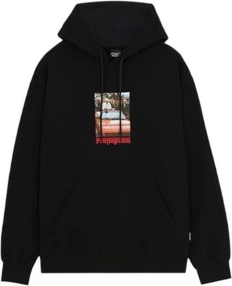 PROPAGANDA Hoodies & sweatvesten, Heren, Zwart, M, Katoen, Hoodie met Serigrafische Print