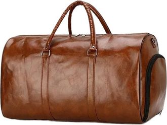 Generic Compatible For Travel Bag Large Duffle Independent Big Fitness Bags Handbag Luggage Shoulder Black Men Fashion Zipper(Brown)