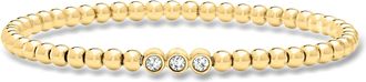 RS Pure by Ross-Simons Lab-Grown Diamond and 4mm 18kt Gold Over Sterling Bead Stretch Bracelet