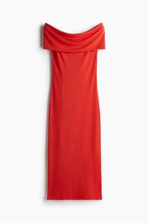H&M Off-Shoulder-Kleid - Red