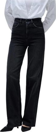 Salsa Jeans, Dames, Zwart, W28 L32, Katoen, Faith Push In Wide Jeans