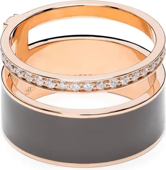 Repossi 18kt rose gold Berbere diamond ring - women - Lacquer/Diamond/18kt Rose Gold - 49 - Pink