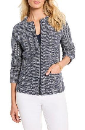 Nic+Zoe Mix Zip Front Knit Jacket in Indigo Mix at Nordstrom Rack, Size X-Small