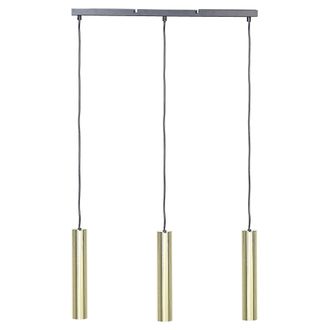 Beliani L&aacute;mpara De Techo De Metal Lat&oacute;n Negro 97 Cm Colgante Suspensi&oacute;n 3 Luces Brosna
