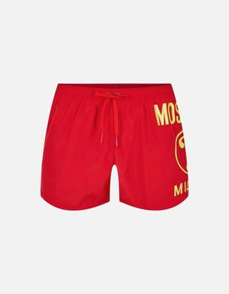 Moschino Mens Moschino Large Milano Logo Red Short Swim Shorts - Size: 32/30/31