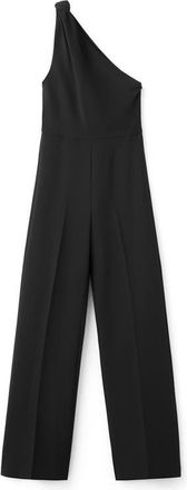 Mango Knotted One-Shoulder Jumpsuit in Black at Nordstrom, Size X-Small