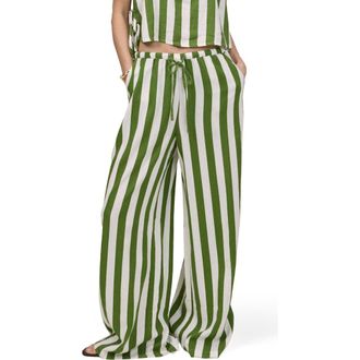Nobody's Child Reese Linen Blend Drawstring Pants in Green at Nordstrom, Size 14