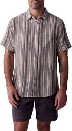 The Normal Brand Freshwater Short Sleeve Button-Up Shirt in Sandy Shore Stripe at Nordstrom, Size Medium