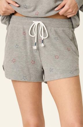 PJ Salvage Red, White & Woof Star Print Pajama Shorts in Dark Heather Grey at Nordstrom, Size X-Small