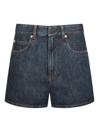 Fendi Shorts Svasati In Denim Con Motivo Ff Trapuntato-Donna