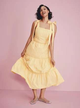 Twik Womens Tiered poplin maxi dress