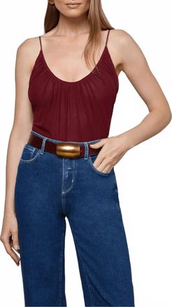 L'agence Gelina Ruched Bodysuit In Black Cherry